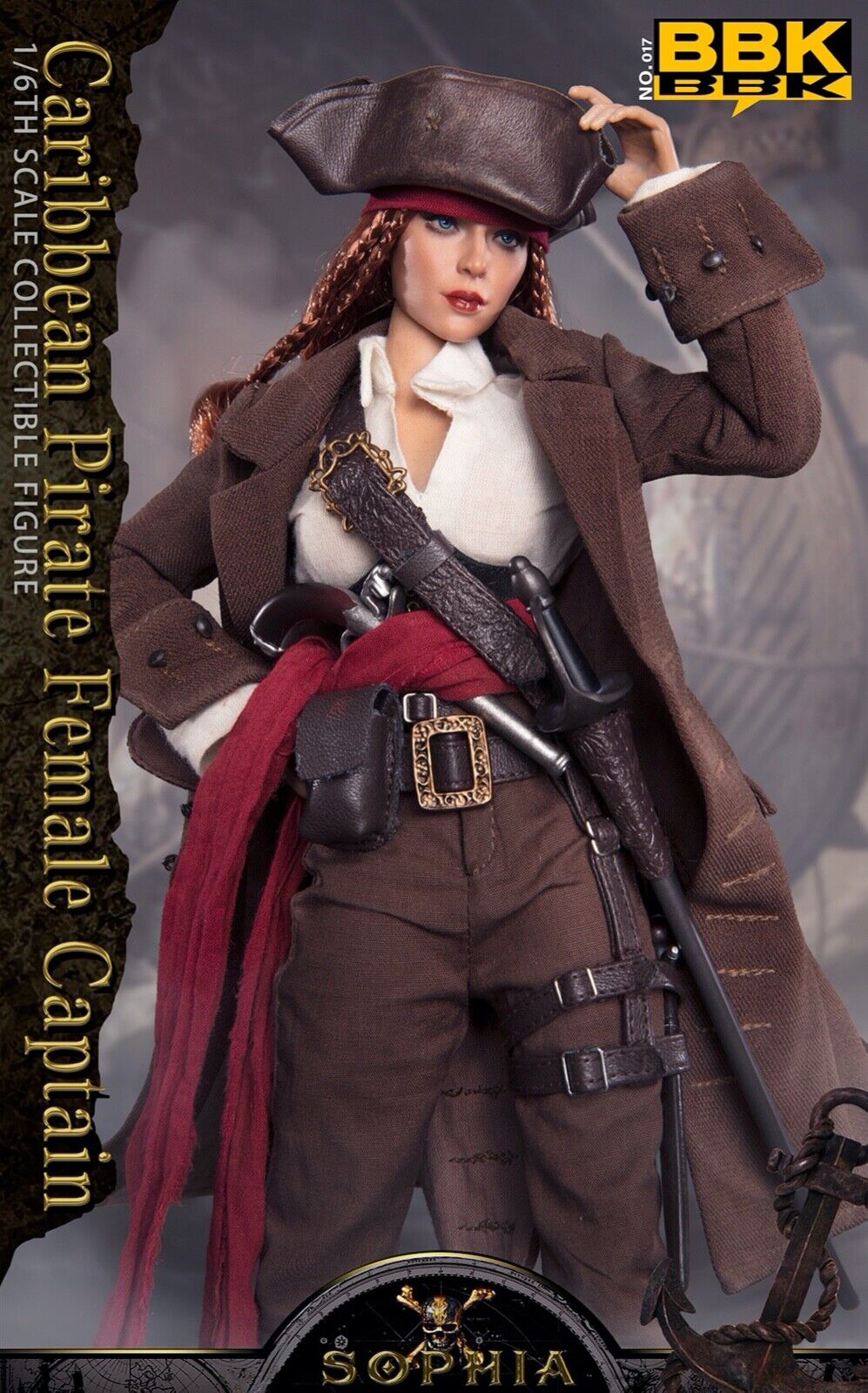 BBK BBK017 1/6 Caribbean Pirate Sophia Female Captain 12" Action Figure Model
