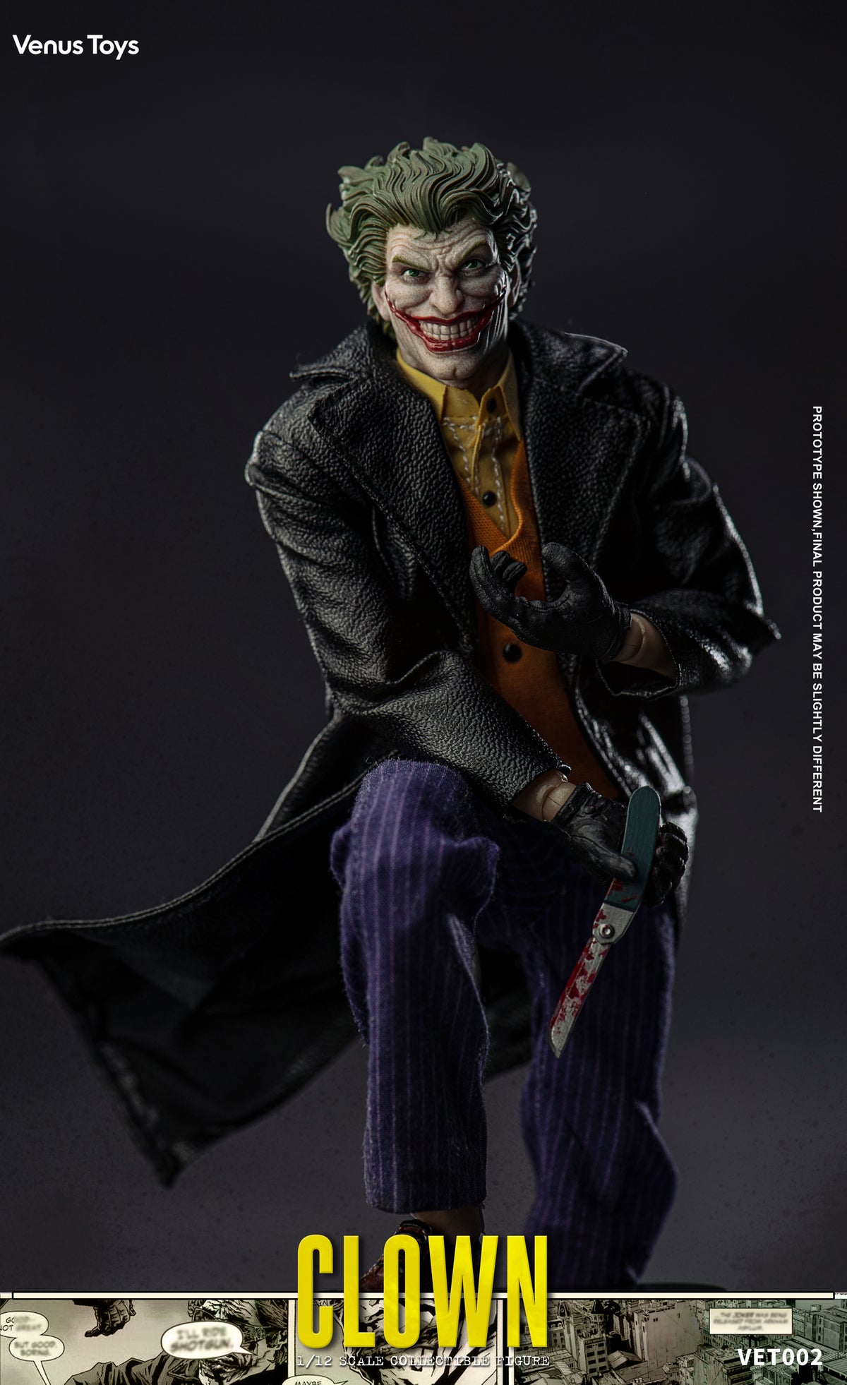 Presale Venus Toys VET002 1/12 The Clown Comic Villain 6" Action Figure Model