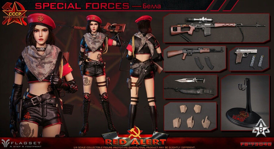 FLAGSET FS73048B 1/6 Red Alert Mobilize Troops Sniper Female Action Figure Model