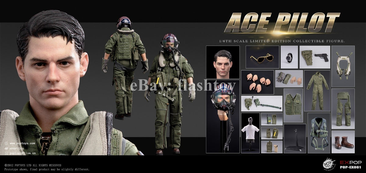 Presale POPTOYS EX061 1/6 ACE Pilot Mitchell The Gun Action Figure Flying Suit