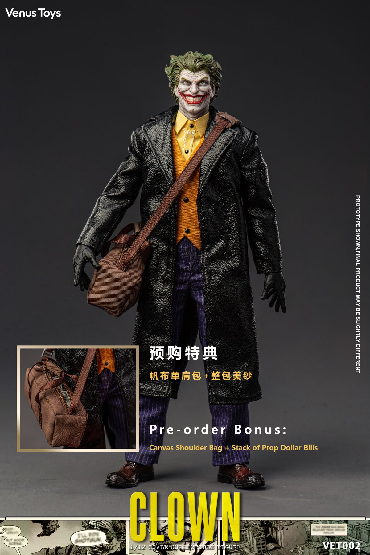 Presale Venus Toys VET002 1/12 The Clown Comic Villain 6" Action Figure Model