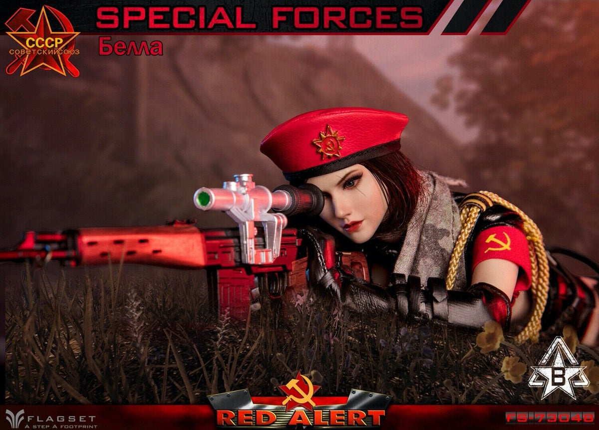 FLAGSET FS73048B 1/6 Red Alert Mobilize Troops Sniper Female Action Figure Model