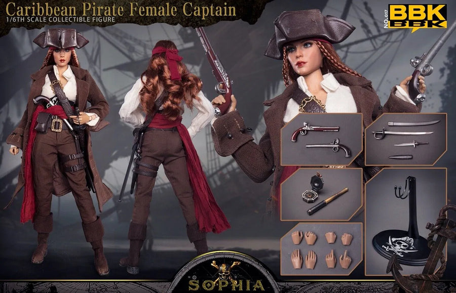 BBK BBK017 1/6 Karibische Piratin Sophia weiblicher Kapitän 12" Actionfigur Modell