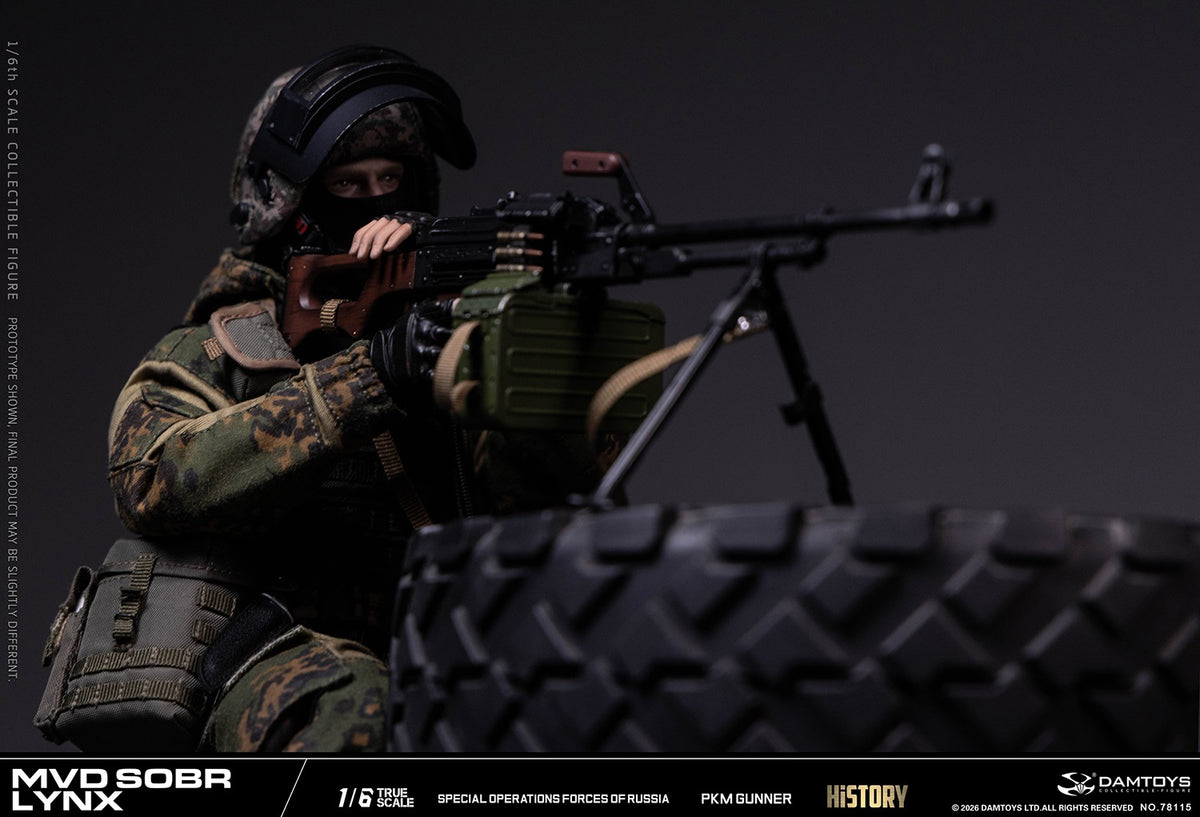 Presale DAMTOYS 78115 1/6 Russian Spetsnaz Mvd Sobr Lynx Pkm Gunner Action Figure