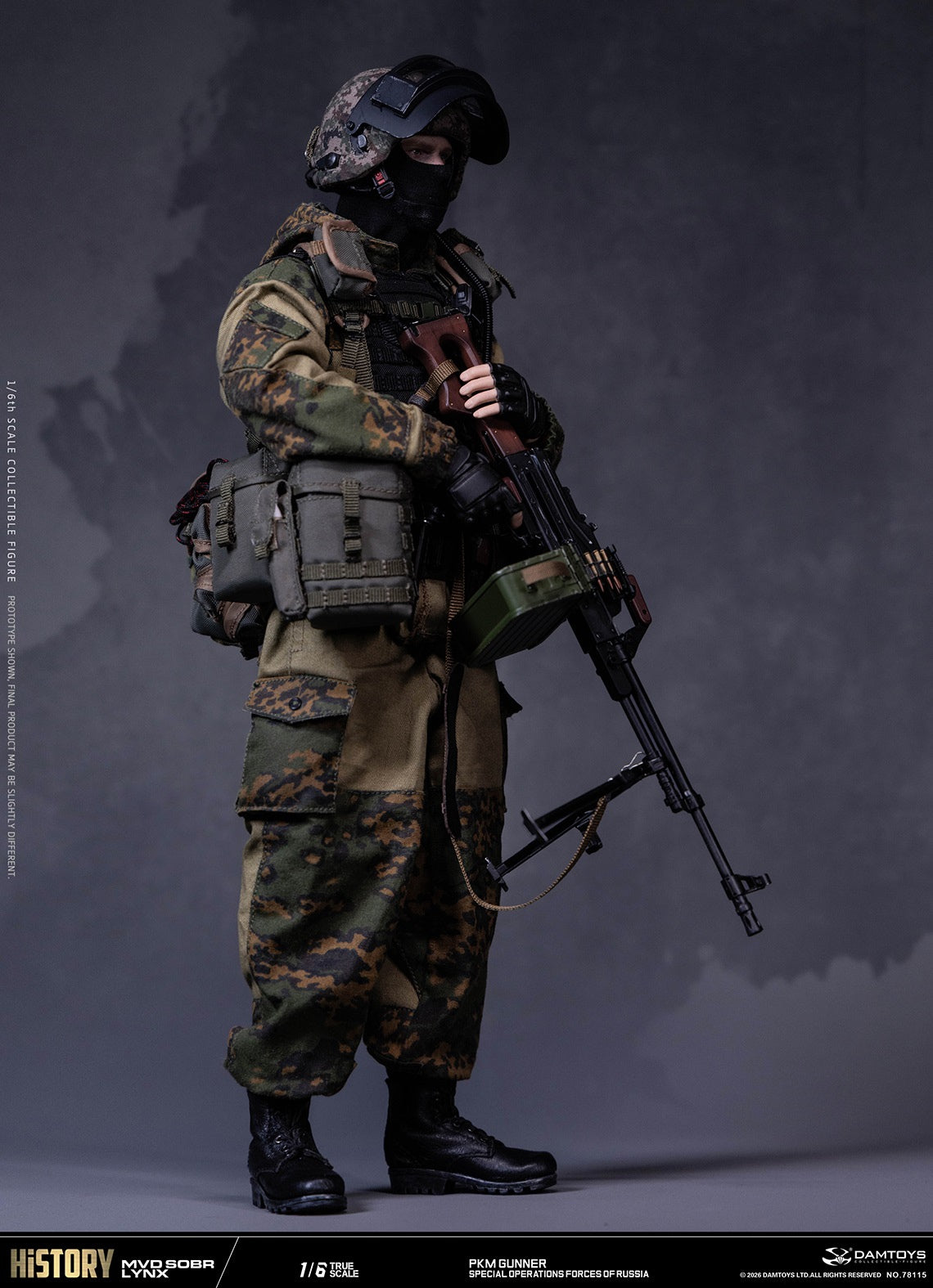 Presale DAMTOYS 78115 1/6 Russian Spetsnaz Mvd Sobr Lynx Pkm Gunner Action Figure