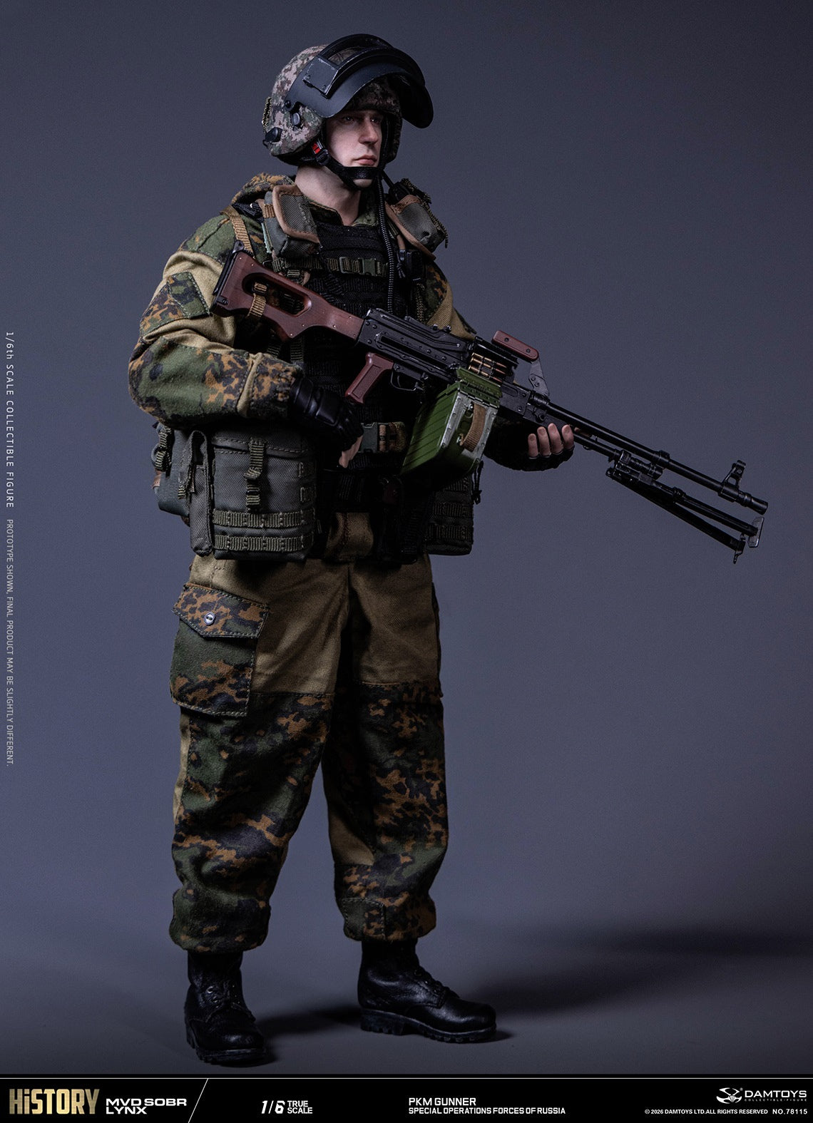 Presale DAMTOYS 78115 1/6 Russian Spetsnaz Mvd Sobr Lynx Pkm Gunner Action Figure
