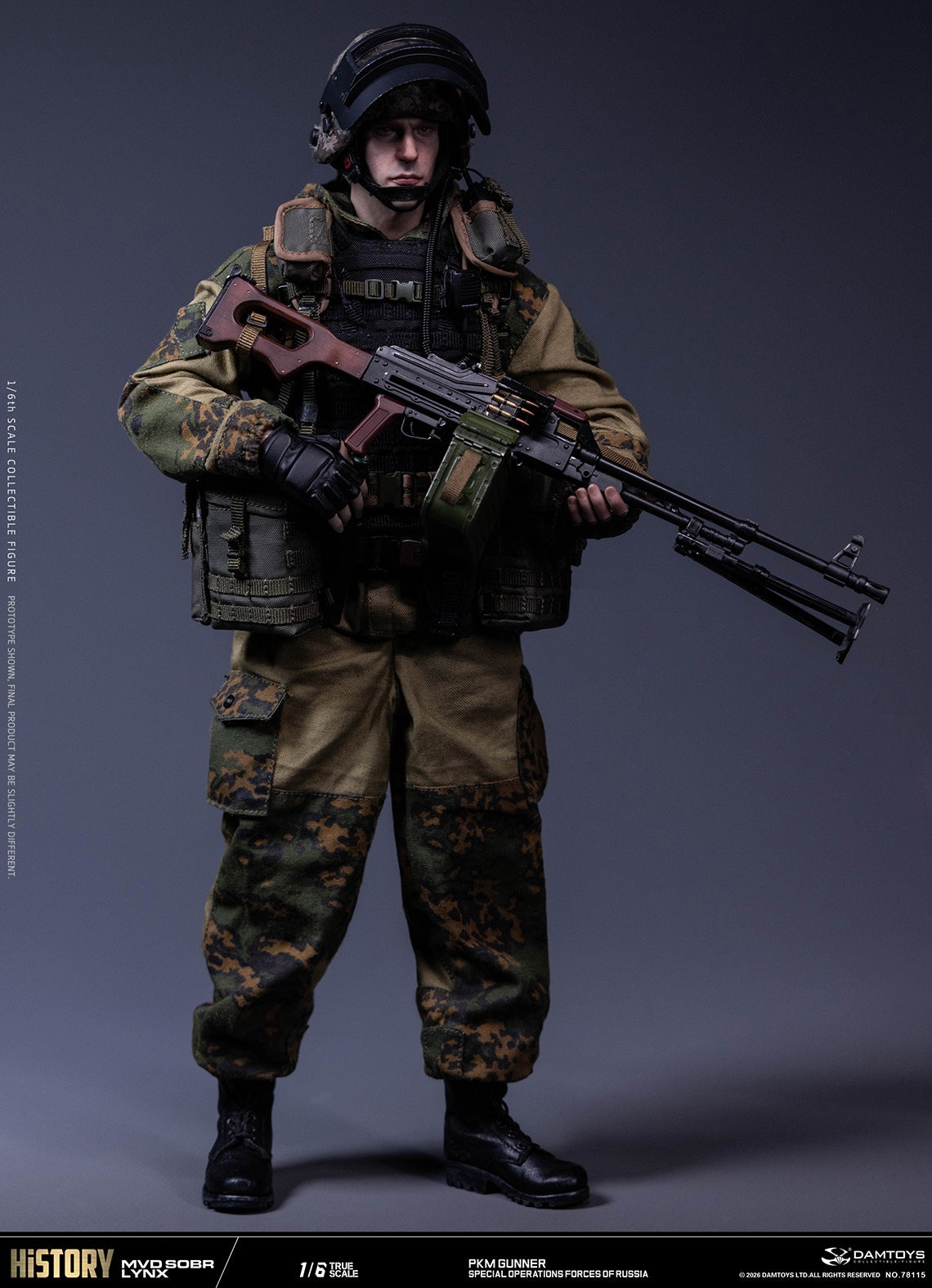 Presale DAMTOYS 78115 1/6 Russian Spetsnaz Mvd Sobr Lynx Pkm Gunner Action Figure