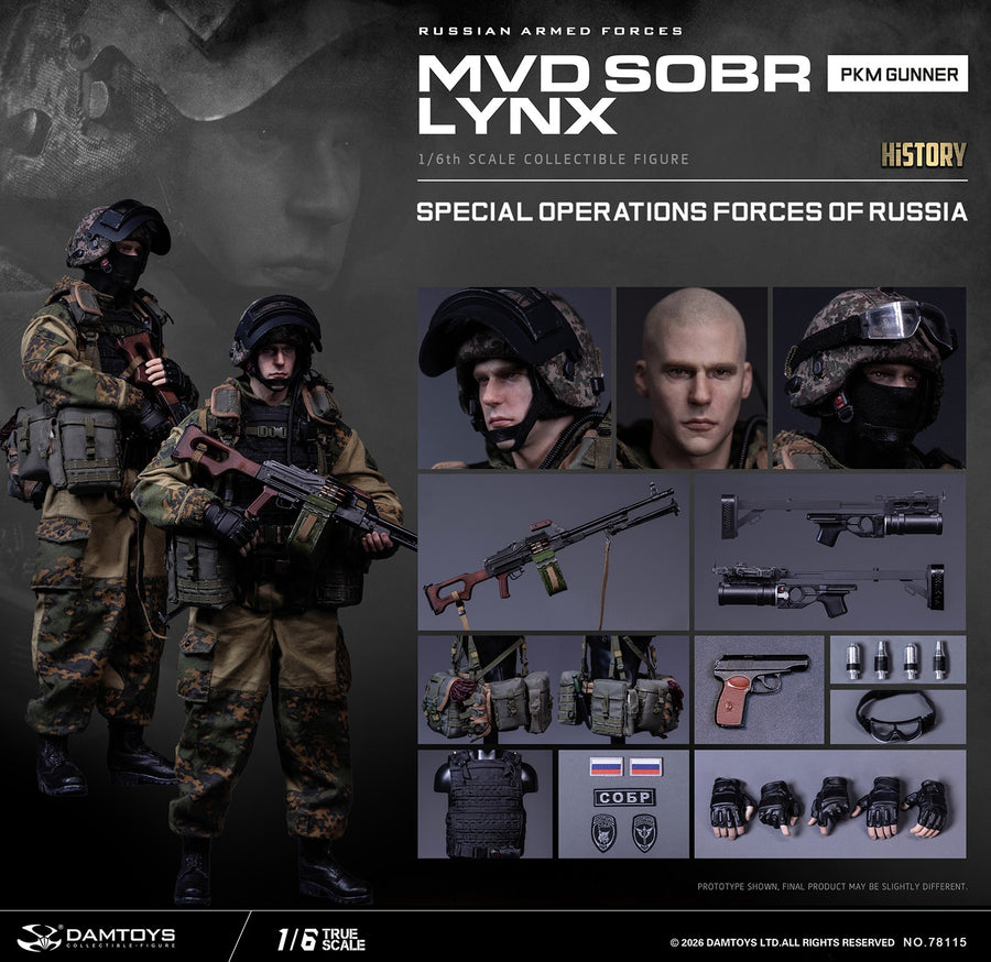 Vorverkauf DAMTOYS 78115 1/6 Russische Spezialeinheit MWD SOBR Luchs PKM Schütze Actionfigur