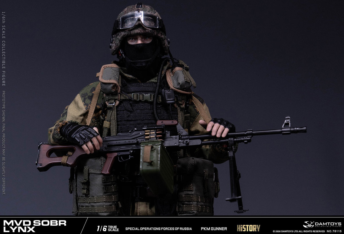 Presale DAMTOYS 78115 1/6 Russian Spetsnaz Mvd Sobr Lynx Pkm Gunner Action Figure