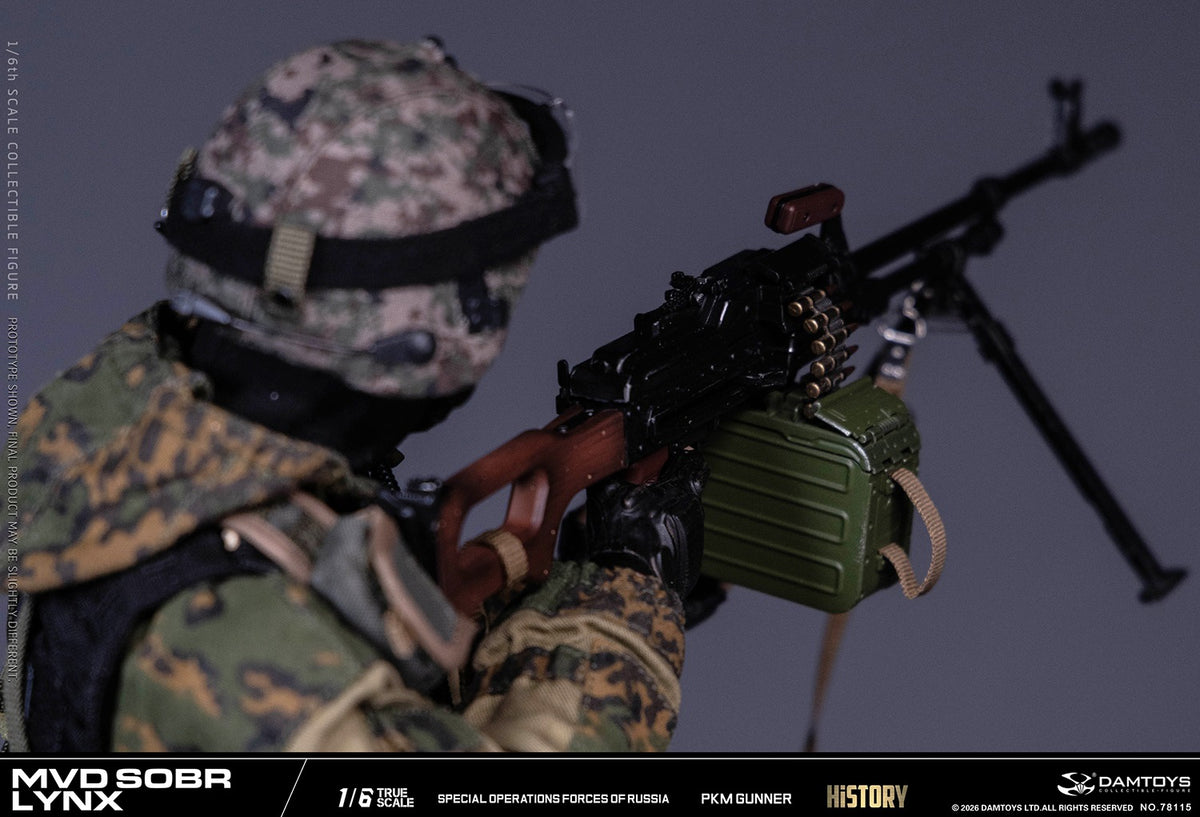 Presale DAMTOYS 78115 1/6 Russian Spetsnaz Mvd Sobr Lynx Pkm Gunner Action Figure