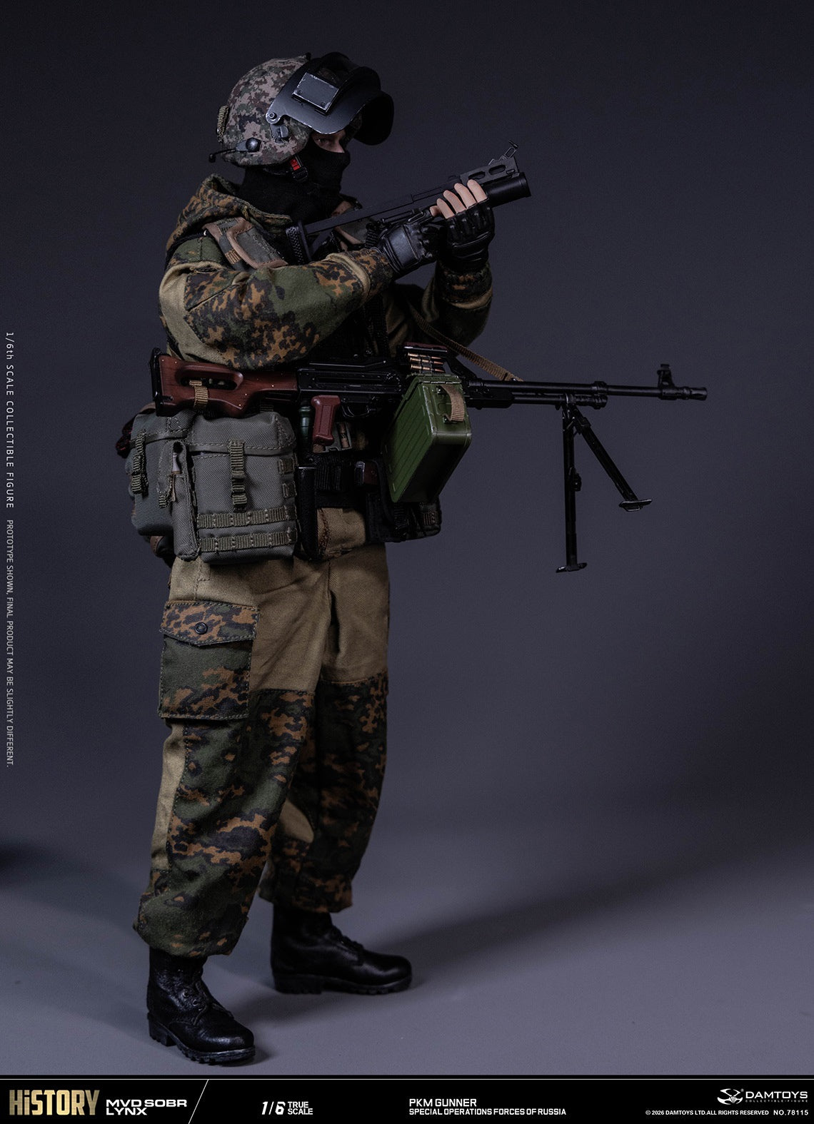 Presale DAMTOYS 78115 1/6 Russian Spetsnaz Mvd Sobr Lynx Pkm Gunner Action Figure