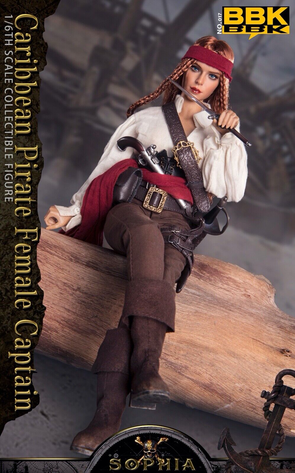 BBK BBK017 1/6 Caribbean Pirate Sophia Female Captain 12" Action Figure Model