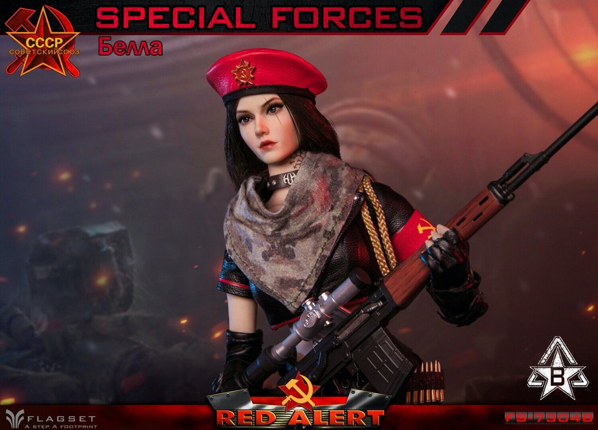 FLAGSET FS73048B 1/6 Red Alert Mobilize Troops Sniper Female Action Figure Model