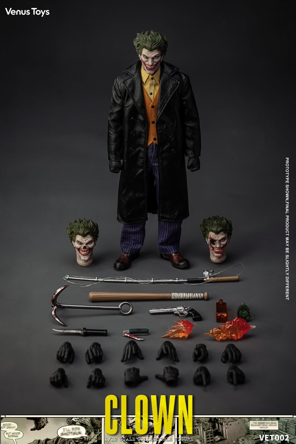 Presale Venus Toys VET002 1/12 The Clown Comic Villain 6" Action Figure Model