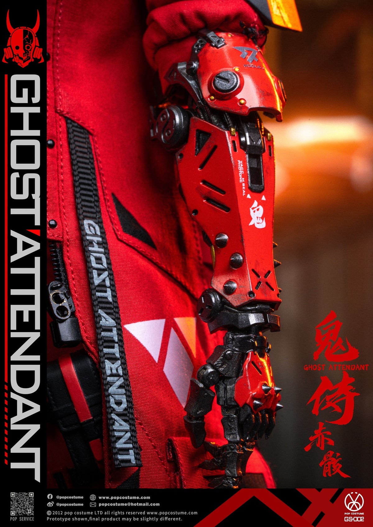 Presale POP COSTUME GS-002 1/6 Ghost Attendant Red Remains Action Figure Model