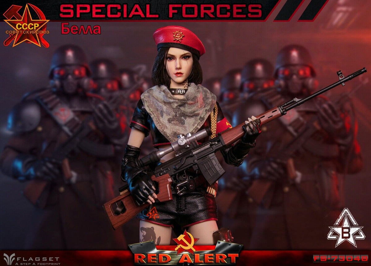 FLAGSET FS73048B 1/6 Red Alert Mobilize Troops Sniper Female Action Figure Model